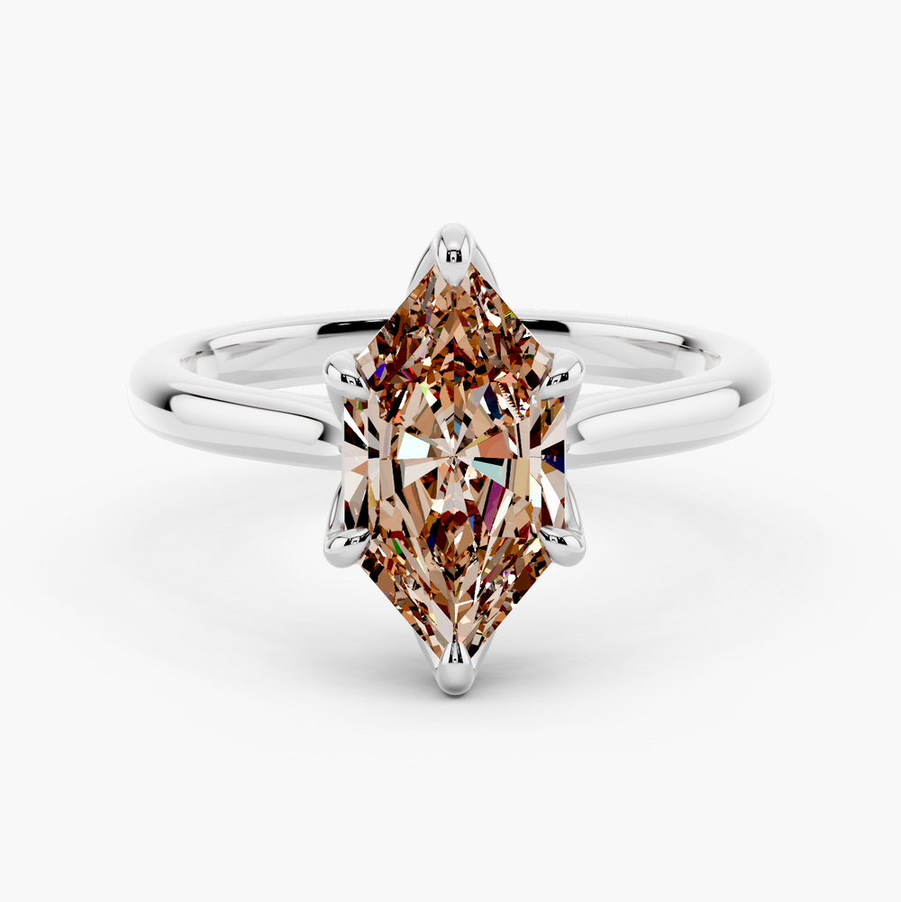 Solstice Tulip Diamond Ring Champagne Setting Dutch Marquise cut engagement ring in 14k White Gold