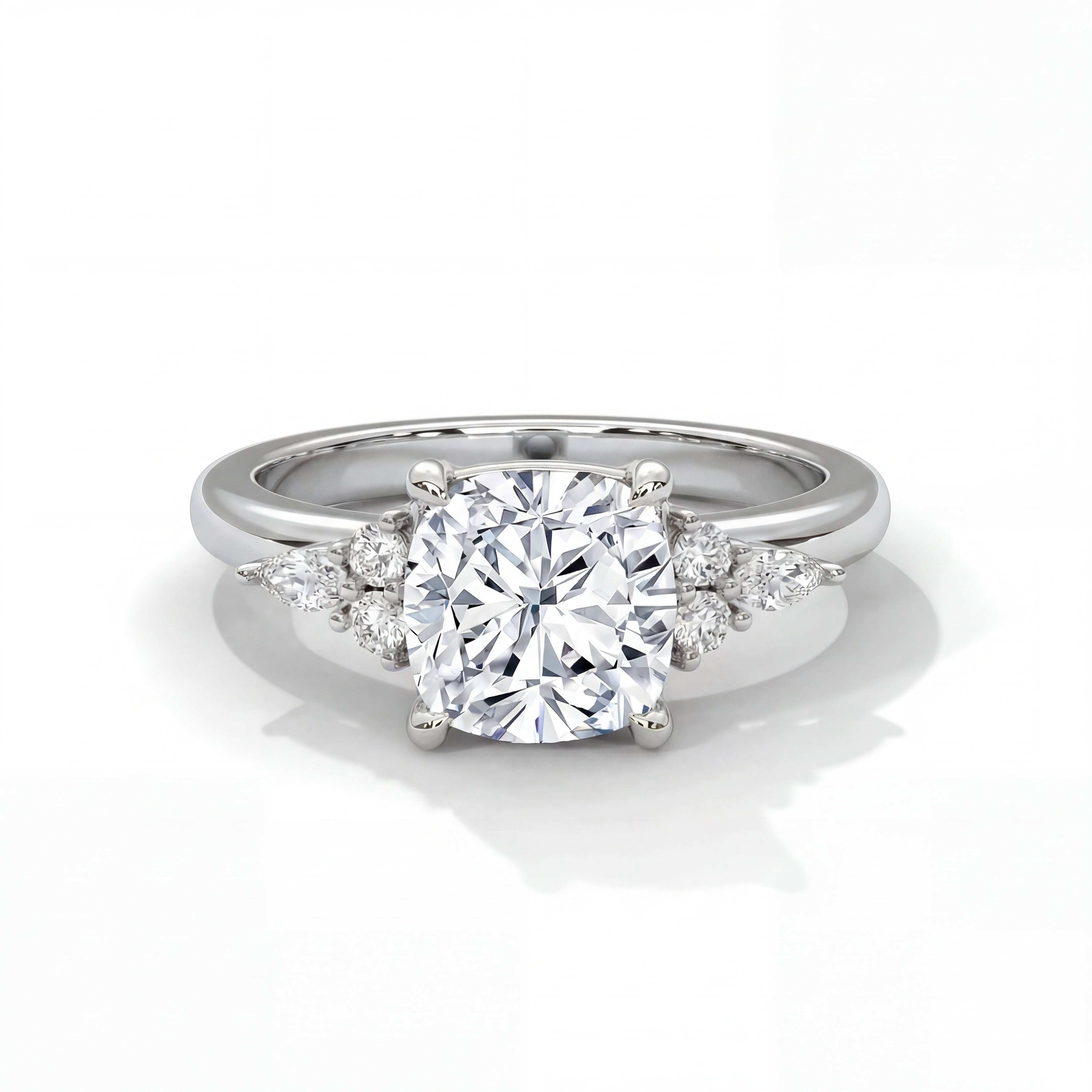 14k White Gold / Cushion