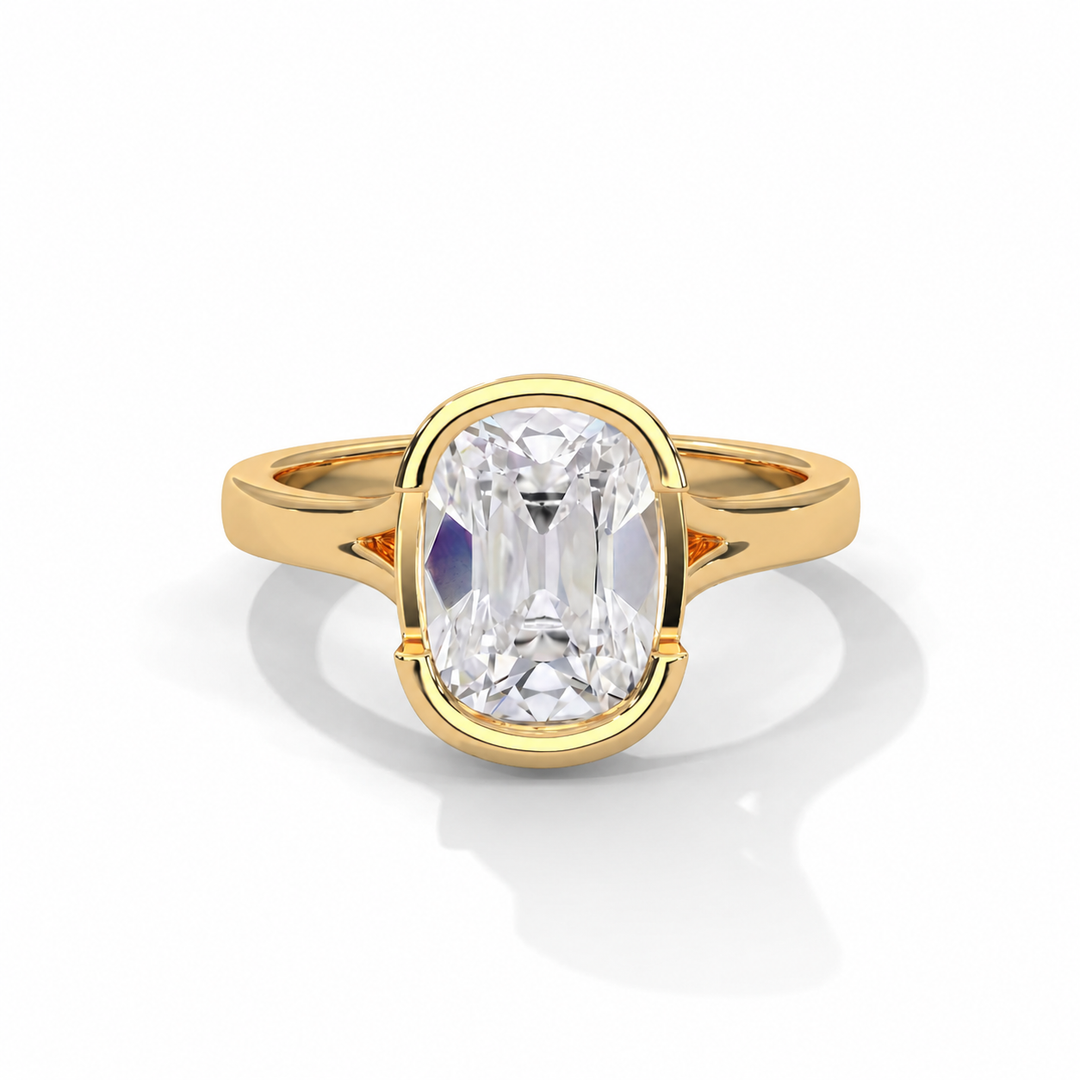 Split Shank Half Bezel Antique Cuts Yellow