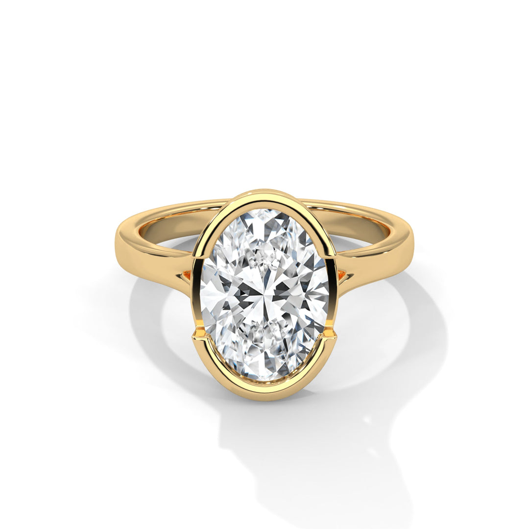Split Shank Half Bezel Oval Yellow Gold