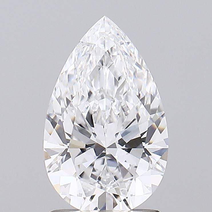 1.55 carat pear-shaped IGI certified lab grown diamond gemstone close-up