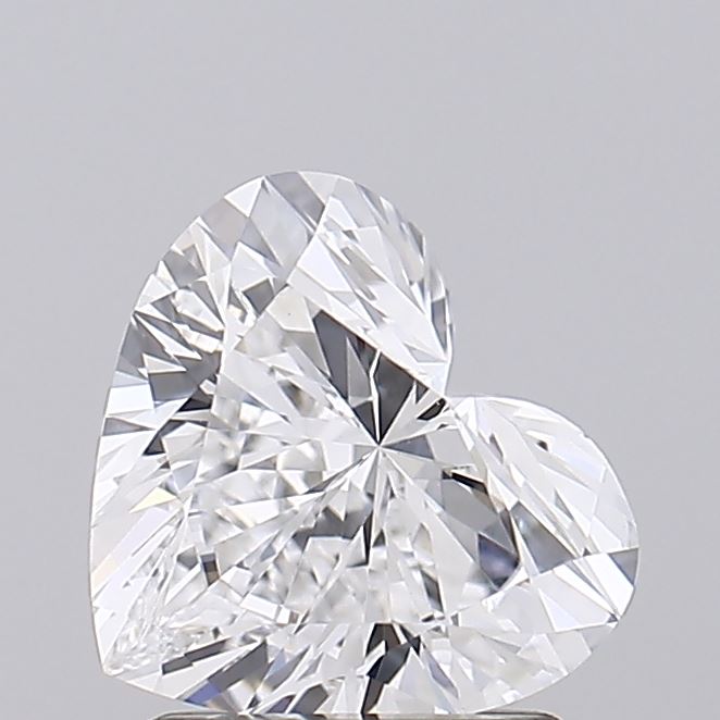 1.53 carat heart-shaped IGI certified lab grown diamond sparkling on gray background