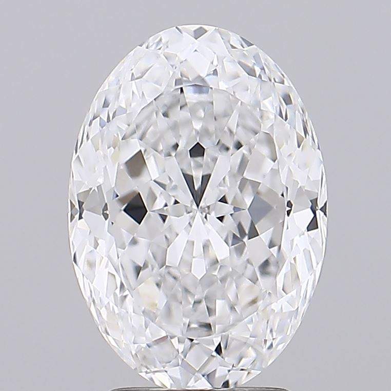 3.31 Carat Portuguese Oval GIA Certified Lab Grown Diamond sparkling on gray background