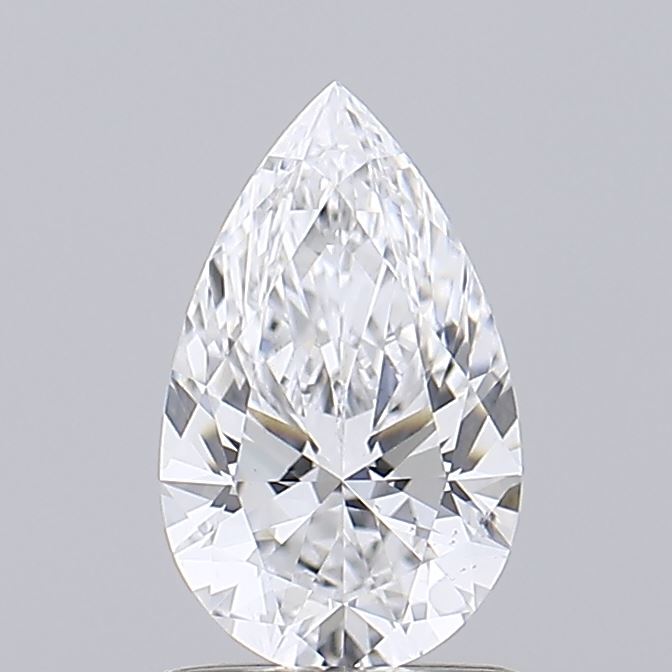0.96 Carat pear-shaped GIA certified lab grown diamond on gray background