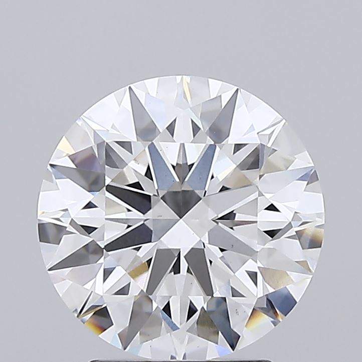 2.55 carat round IGI certified lab grown diamond on gray background