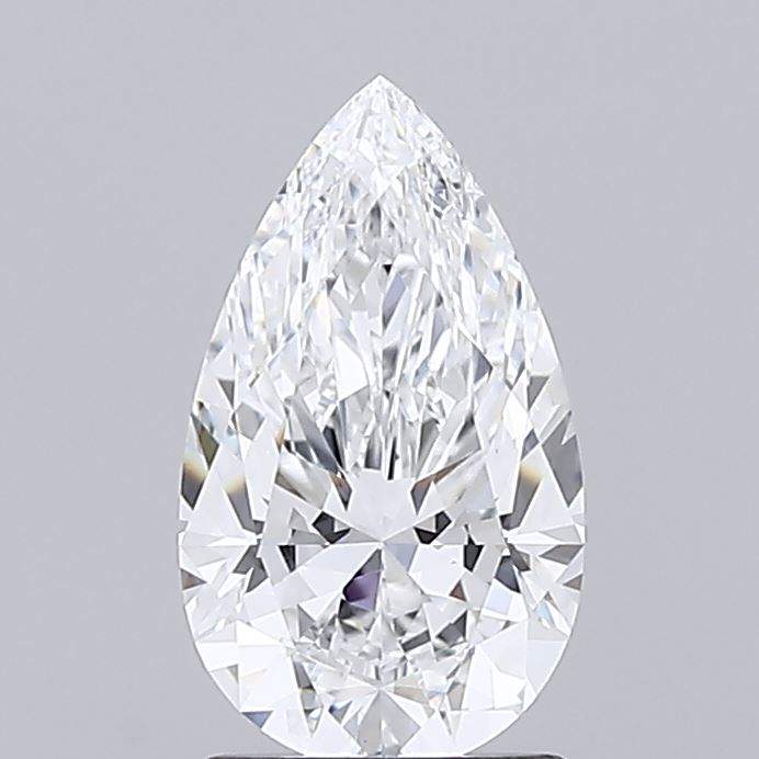1.57 Carat Pear GIA certified lab grown diamond close-up on black background