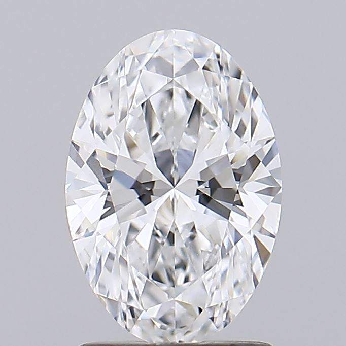 1.53 carat oval GIA certified lab grown diamond on gray background