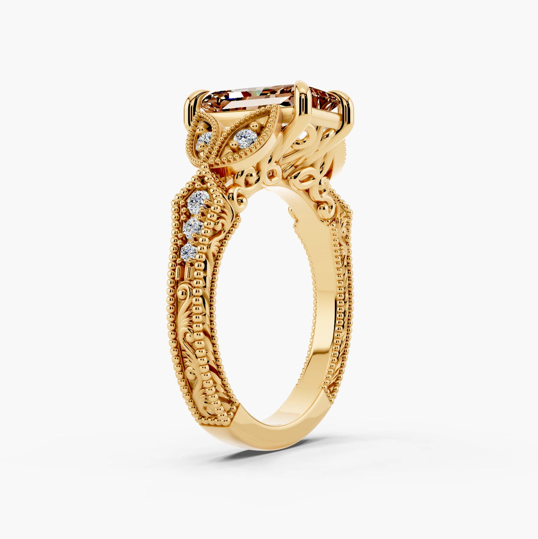 Terrace Champagne Setting Radiant cut engagement ring in 14k Yellow Gold persp