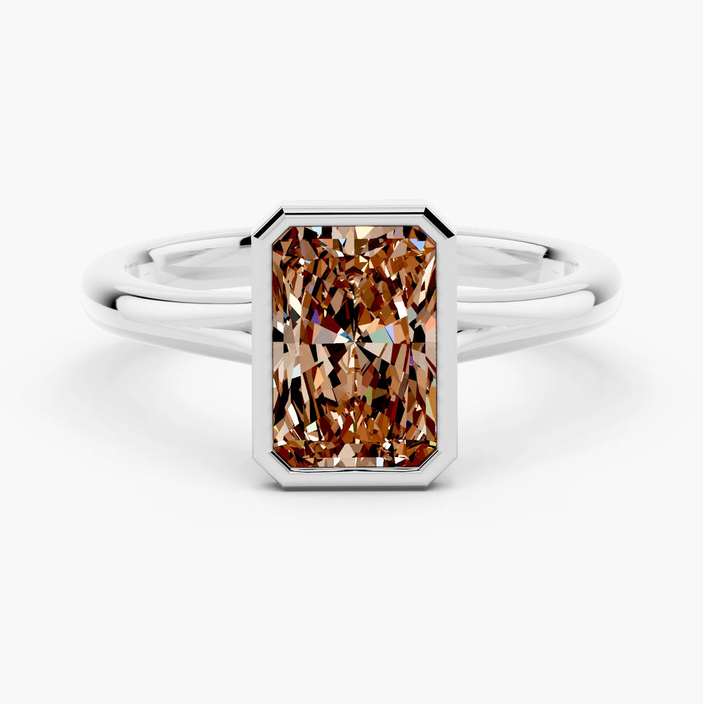 The Elysia Champagne Setting Radiant cut engagement ring in 14k White Gold