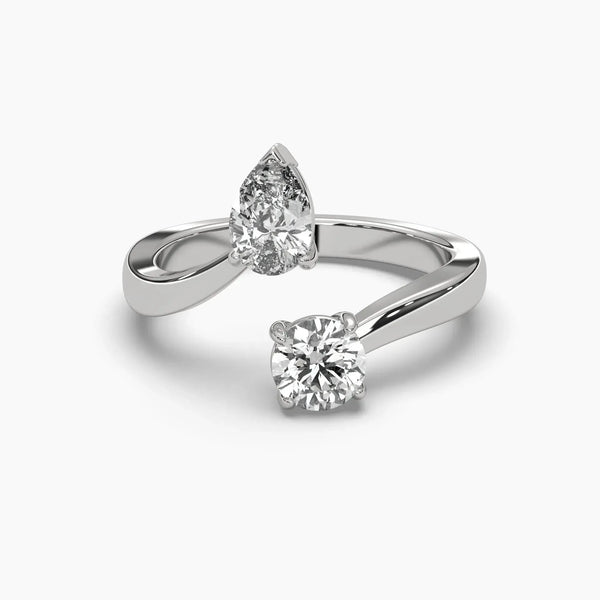 Round Pear Diamond Toi et Moi Ring