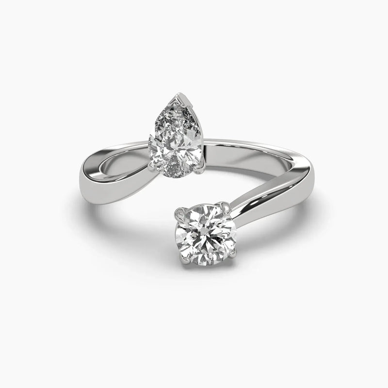Round Pear Diamond Toi et Moi Ring