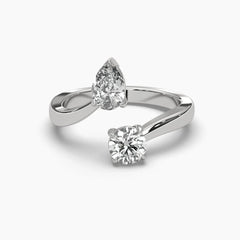 Round Pear Diamond Toi et Moi Ring