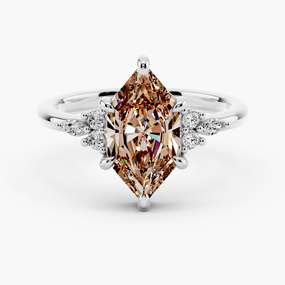 Triana Champagne Setting Dutch Marquise cut engagement ring in 14k White Gold