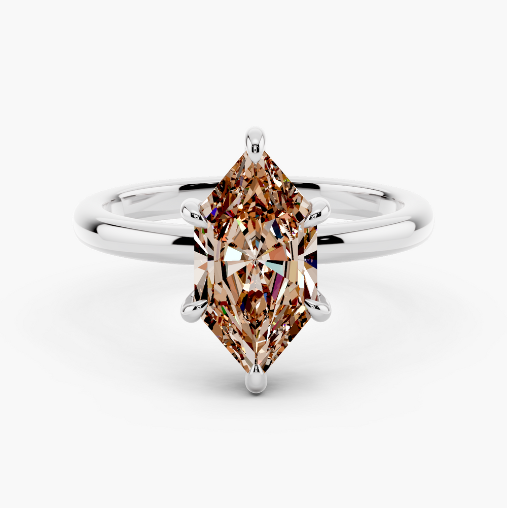 Venetian Hidden Halo Champagne Setting Dutch Marquise cut engagement ring in 14k White Gold