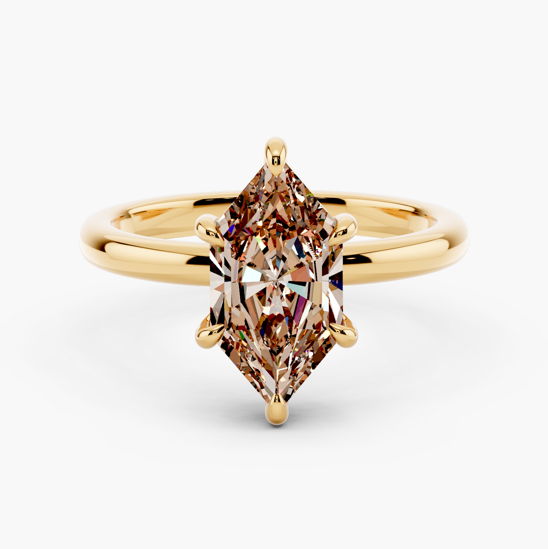 Venetian Hidden Halo Champagne Setting Dutch Marquise cut engagement ring in 14k Yellow Gold