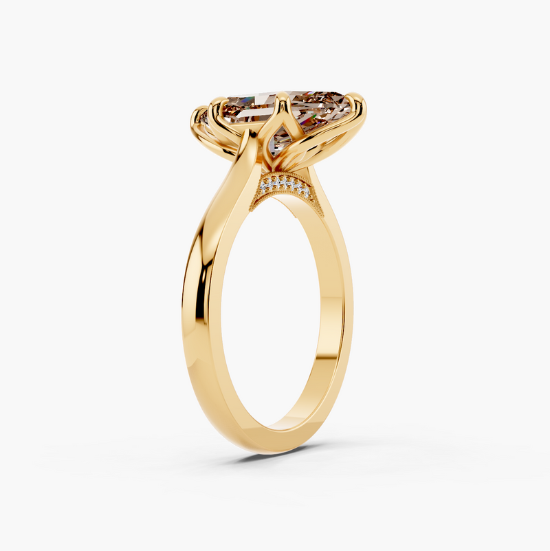 Elysian Tulip Champagne Setting Solitaire Style Engagement Ring