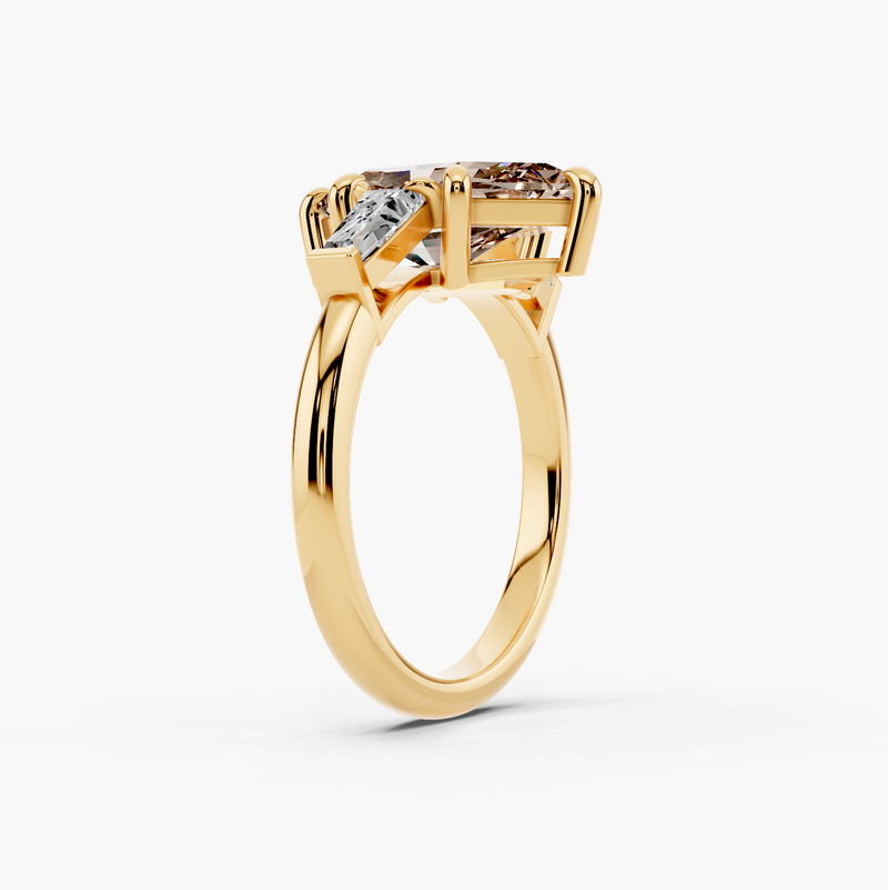 Three Stone Tapered Baguette Diamond Champagne Setting