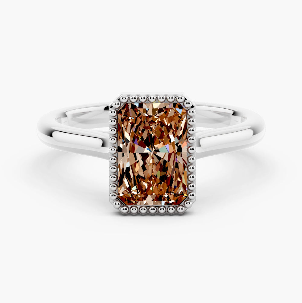 Viola Champagne Setting Radiant cut engagement ring in 14k White Gold