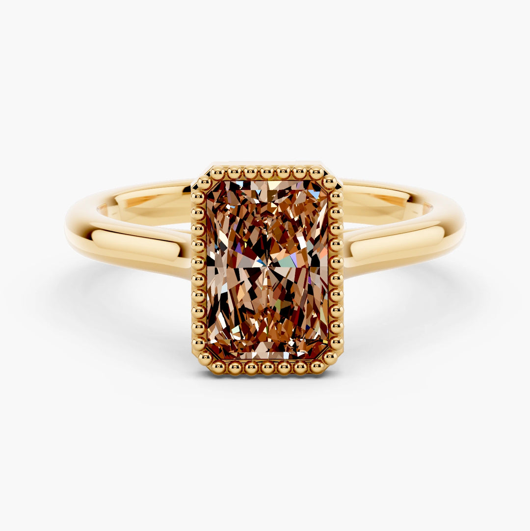 Viola Champagne Setting Radiant cut engagement ring in 14k Yellow Gold