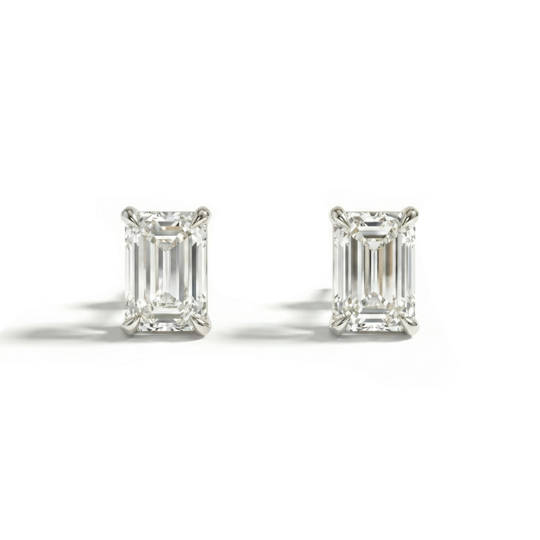 Emerald Lab Grown Diamond Stud Earrings
