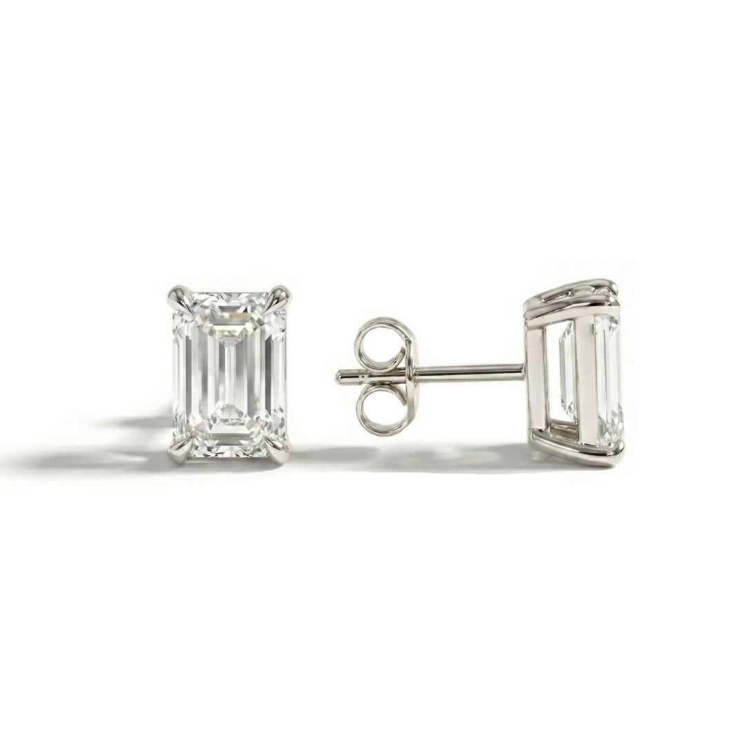 Emerald Lab Grown Diamond Stud Earrings