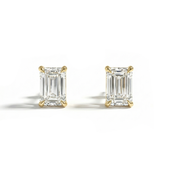 Emerald 4-Prong Lab-Grown Diamond Stud Earrings