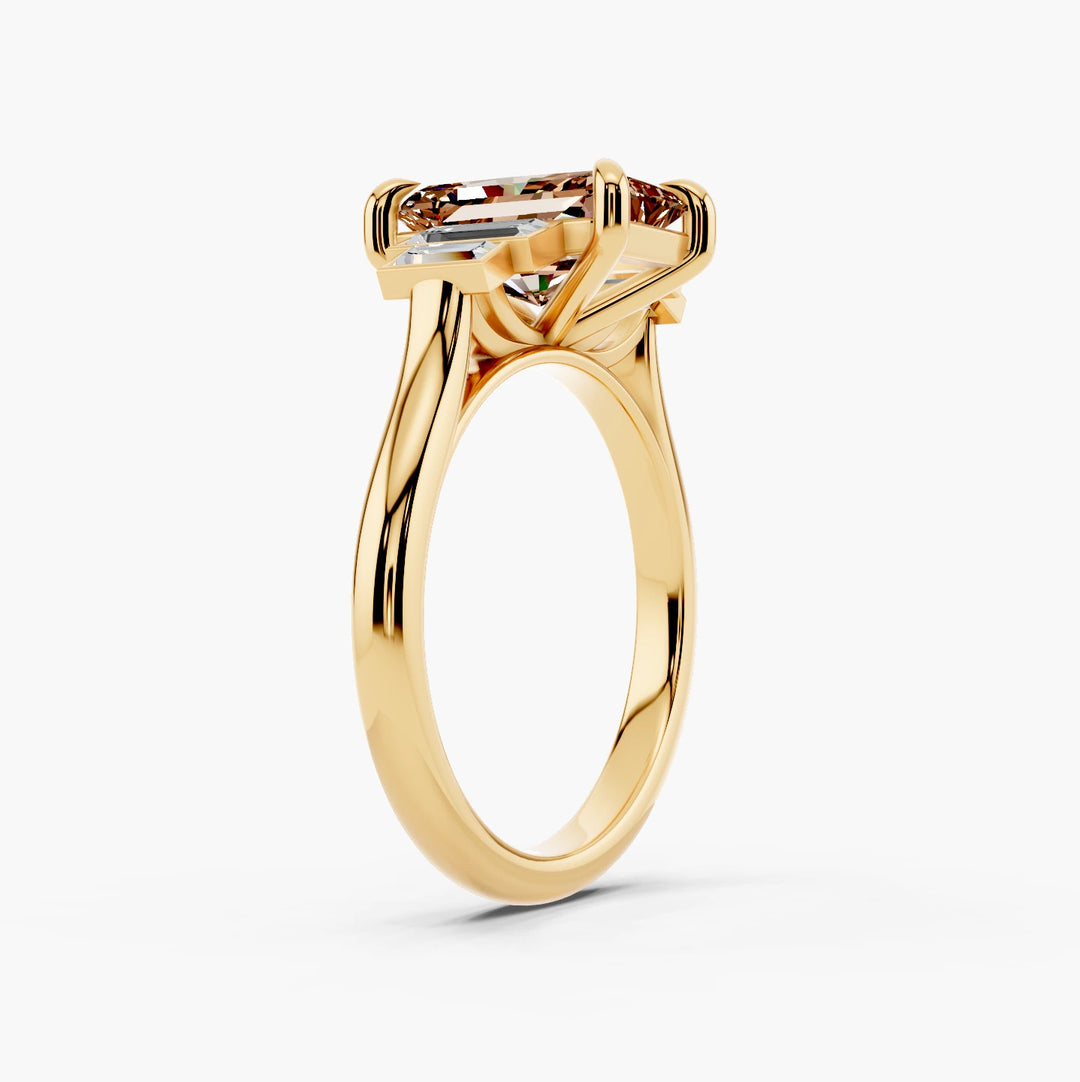 Zena Champagne Setting Radiant cut engagement ring in 14k Yellow Gold persp