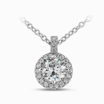 True Halo Diamond Necklace: 0.64ct, 14k White Gold